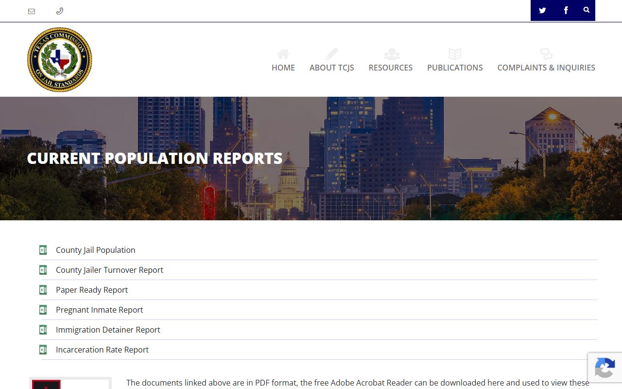 Texas Commission on Jail Standards population reports for Hopkins County inmate population data